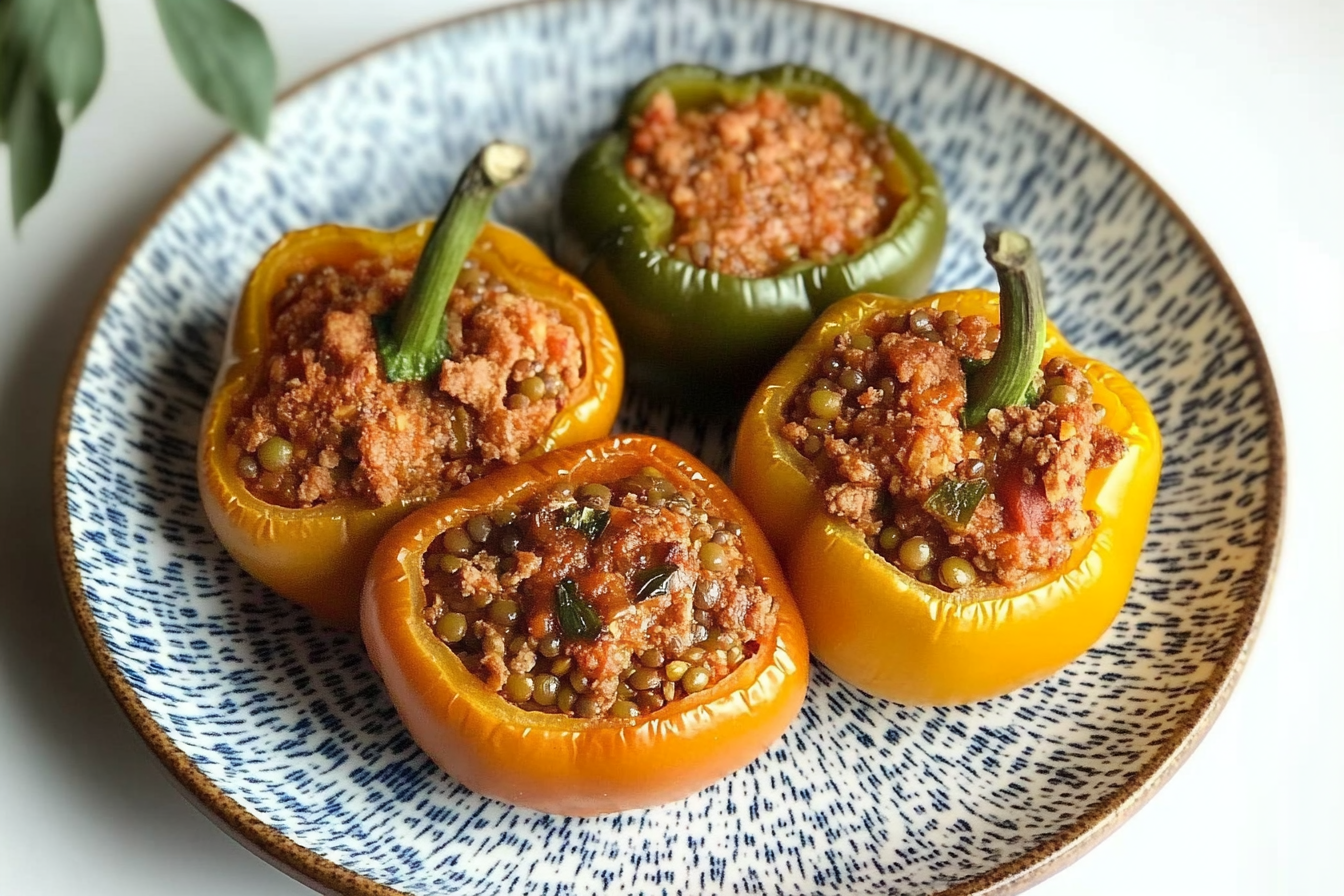 Pimentos recheados com lentilhas