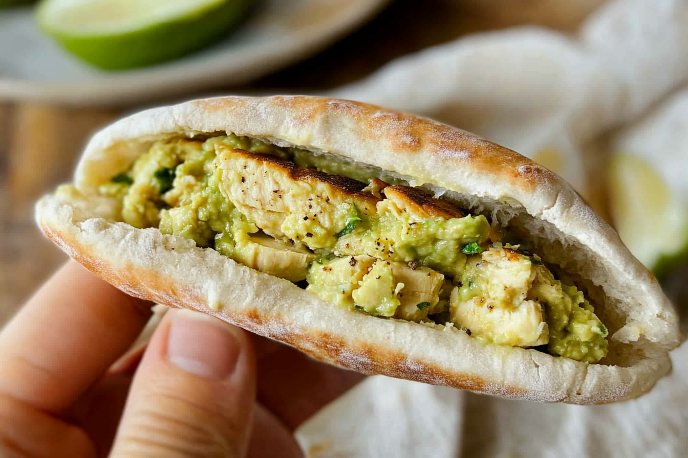Pita recheada com abacate e frango