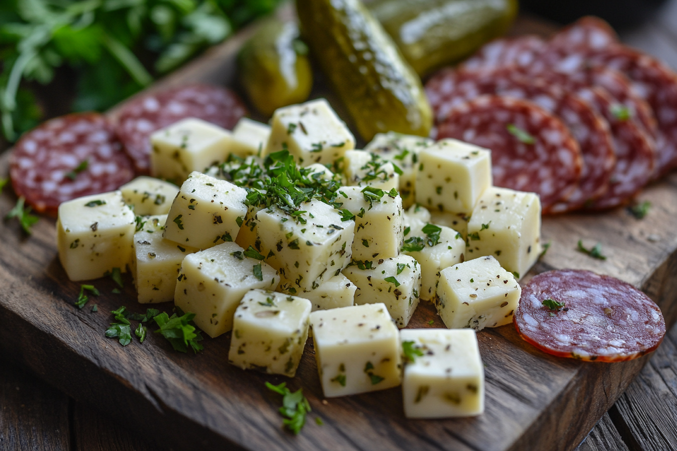 Queijo Marinado com Salame