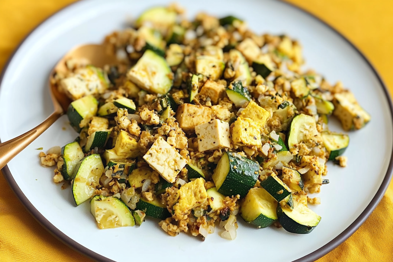 Revuelto de tofu y calabacín