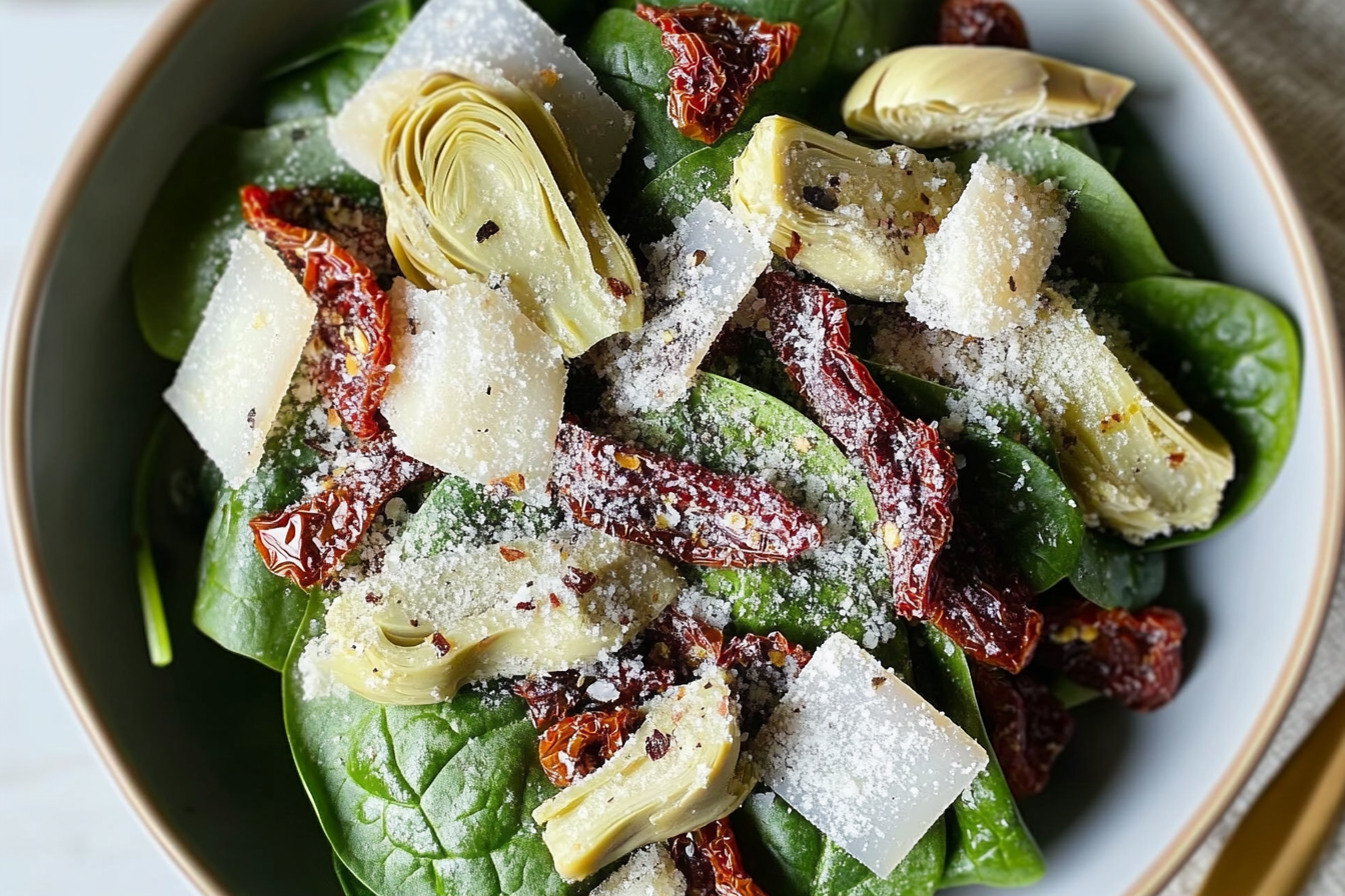 Salada de espinafre com alcachofras