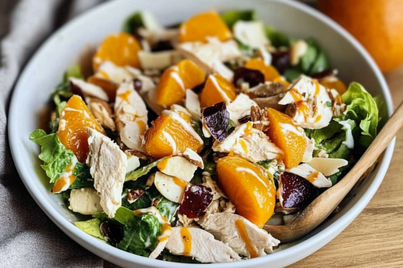 Salada de frango com caqui