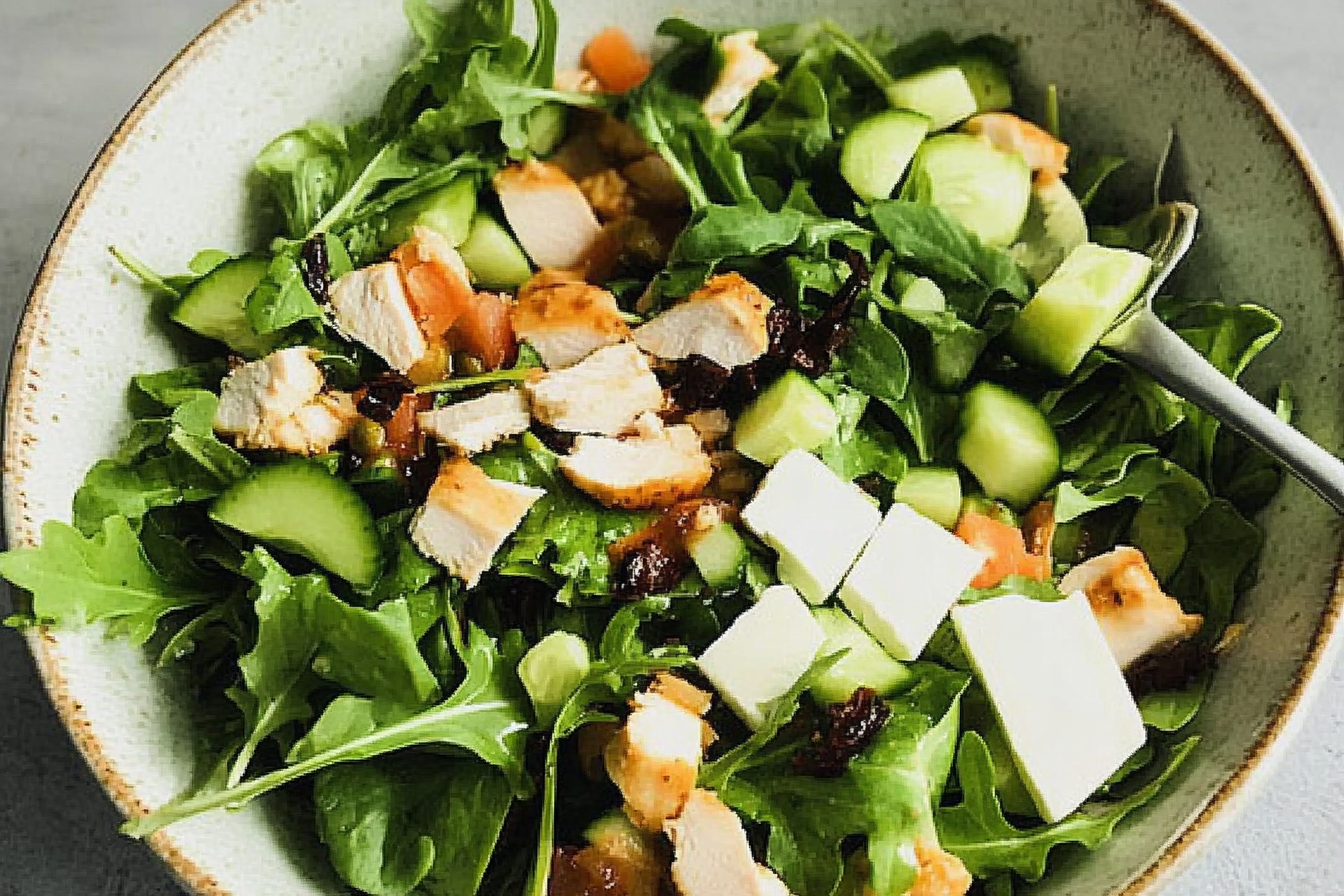 Salada verde de frango e queijo