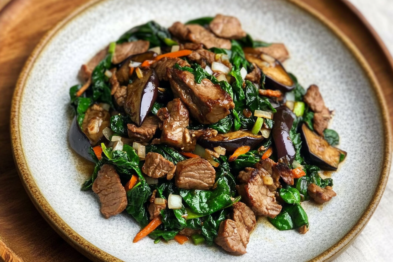 Salteado de Ternera com Espinafre