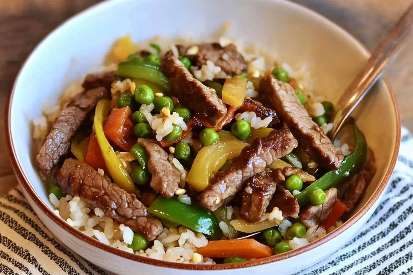 Salteado de arroz com verduras