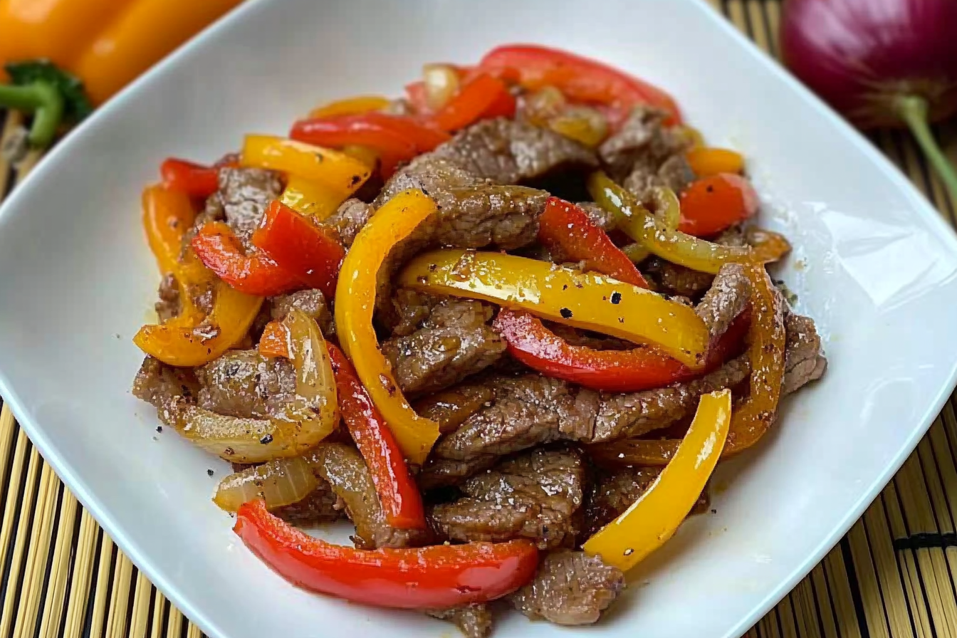 Salteado de carne com pimentos