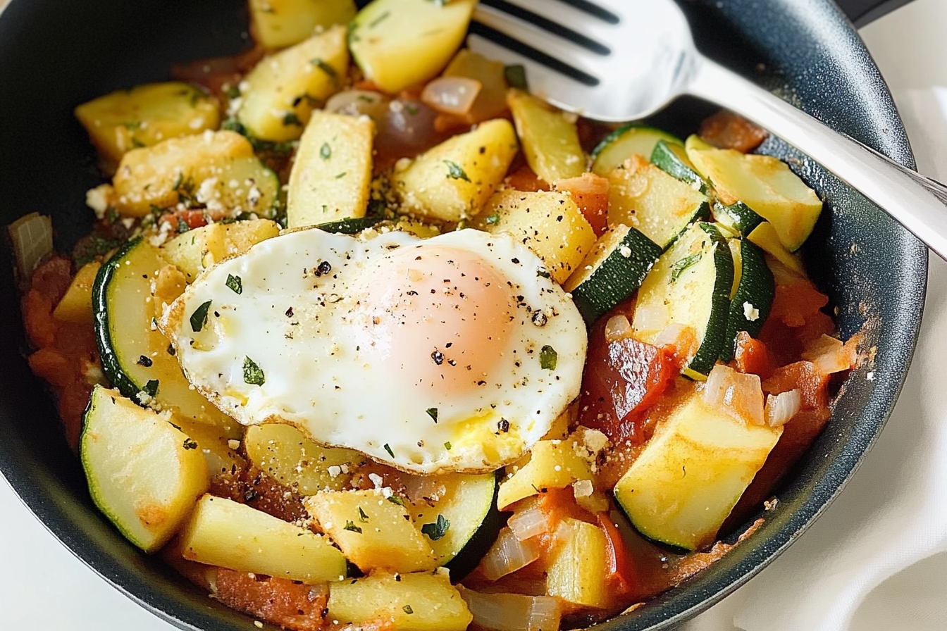 Sartén de huevos con calabacín