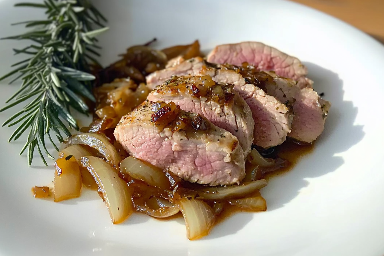 Solomillo de cerdo con cebolla