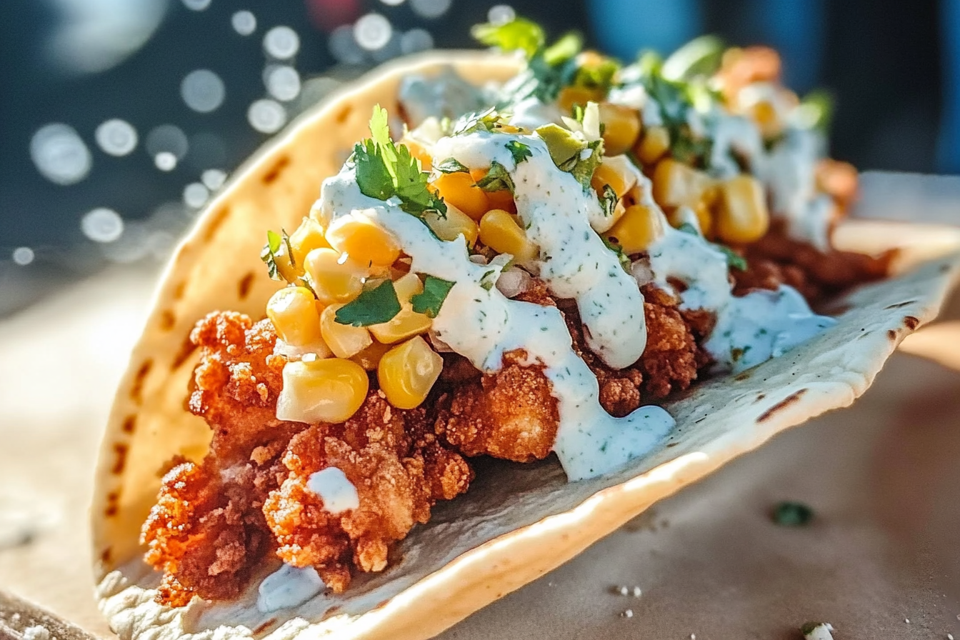 Taco de Frango Frito com Milho