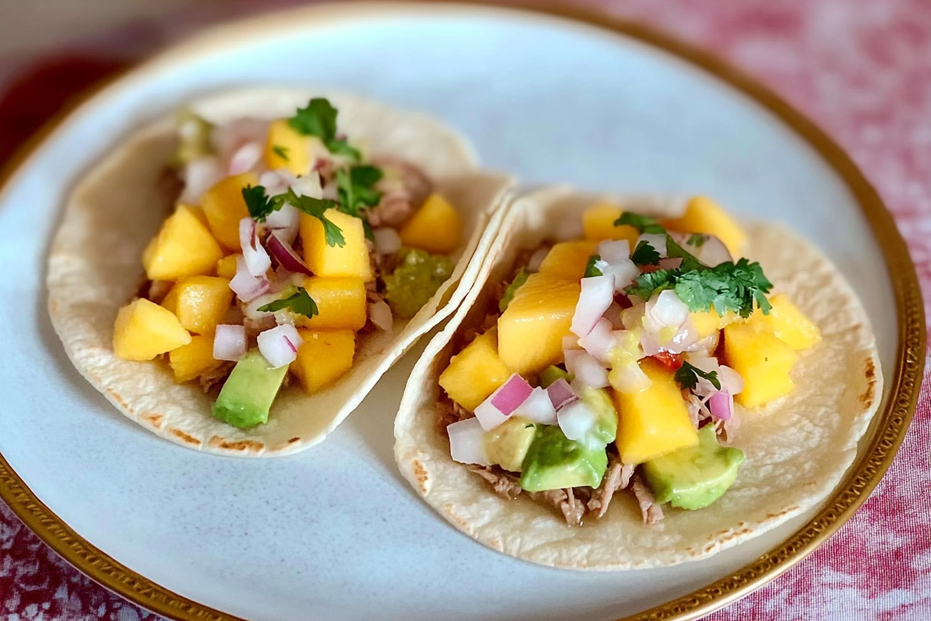 Tacos de carne com manga