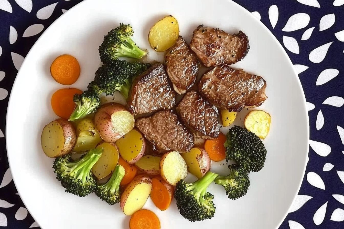 Ternera con brócoli y verduras