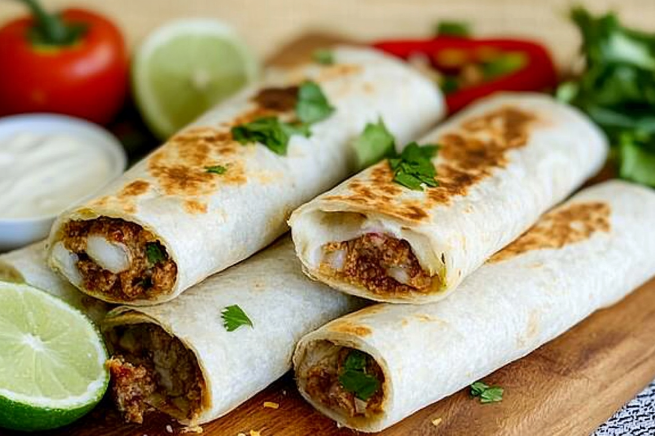 Wraps crocantes de carne e verduras