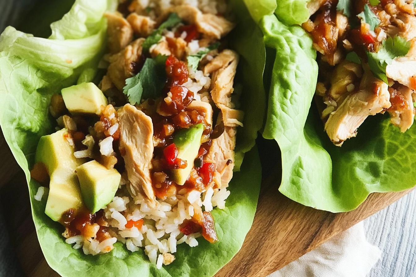 Wraps de alface com frango