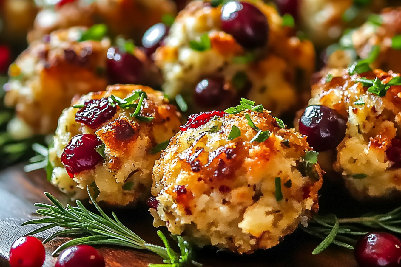 Bolas de recheio de peru com cranberry