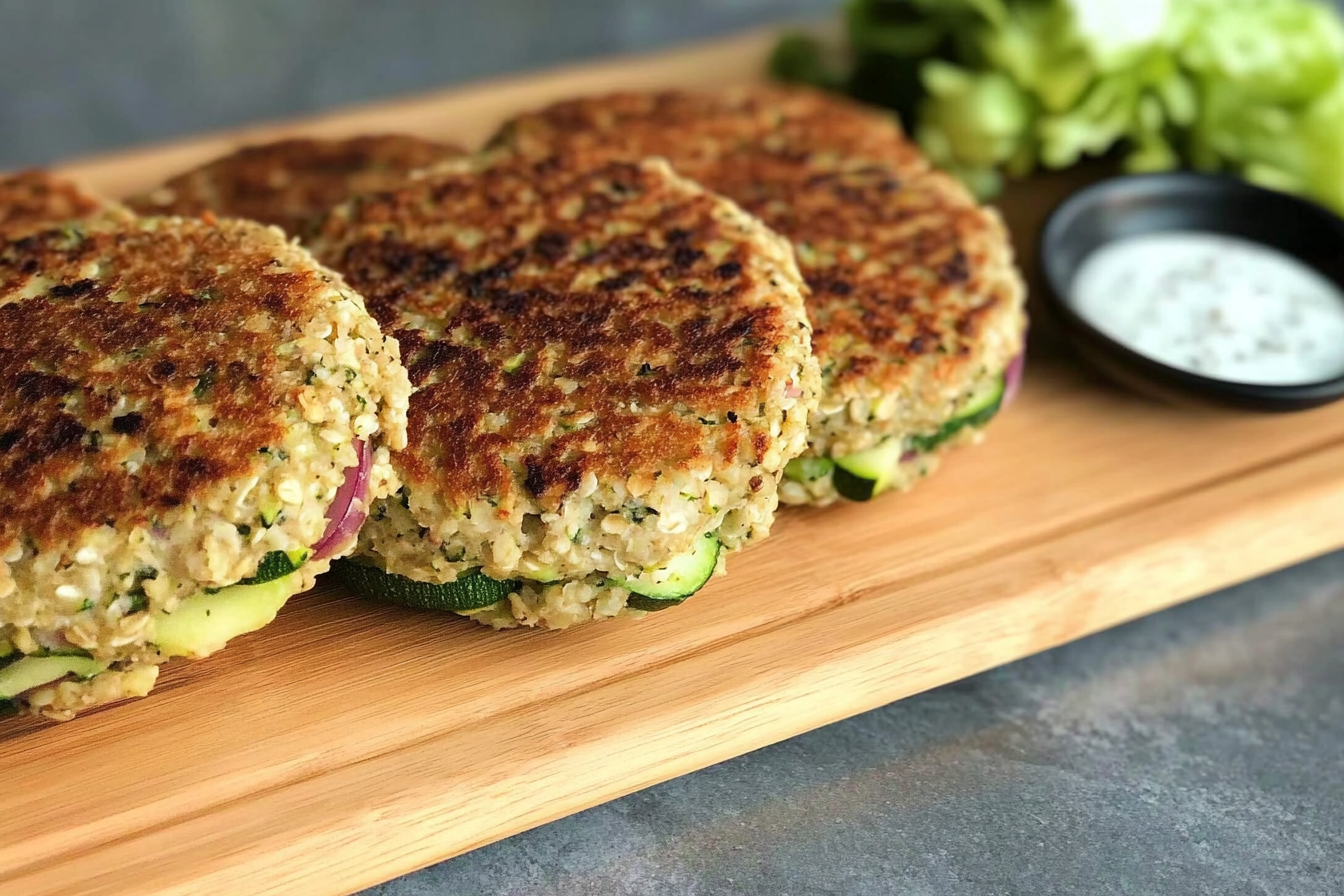 Hamburguesas de aveia, abobrinha e cebola