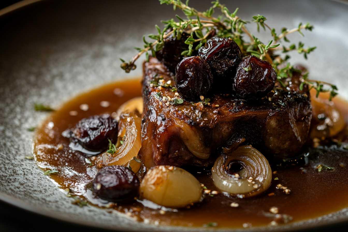 Jarret de cordeiro com ameixas