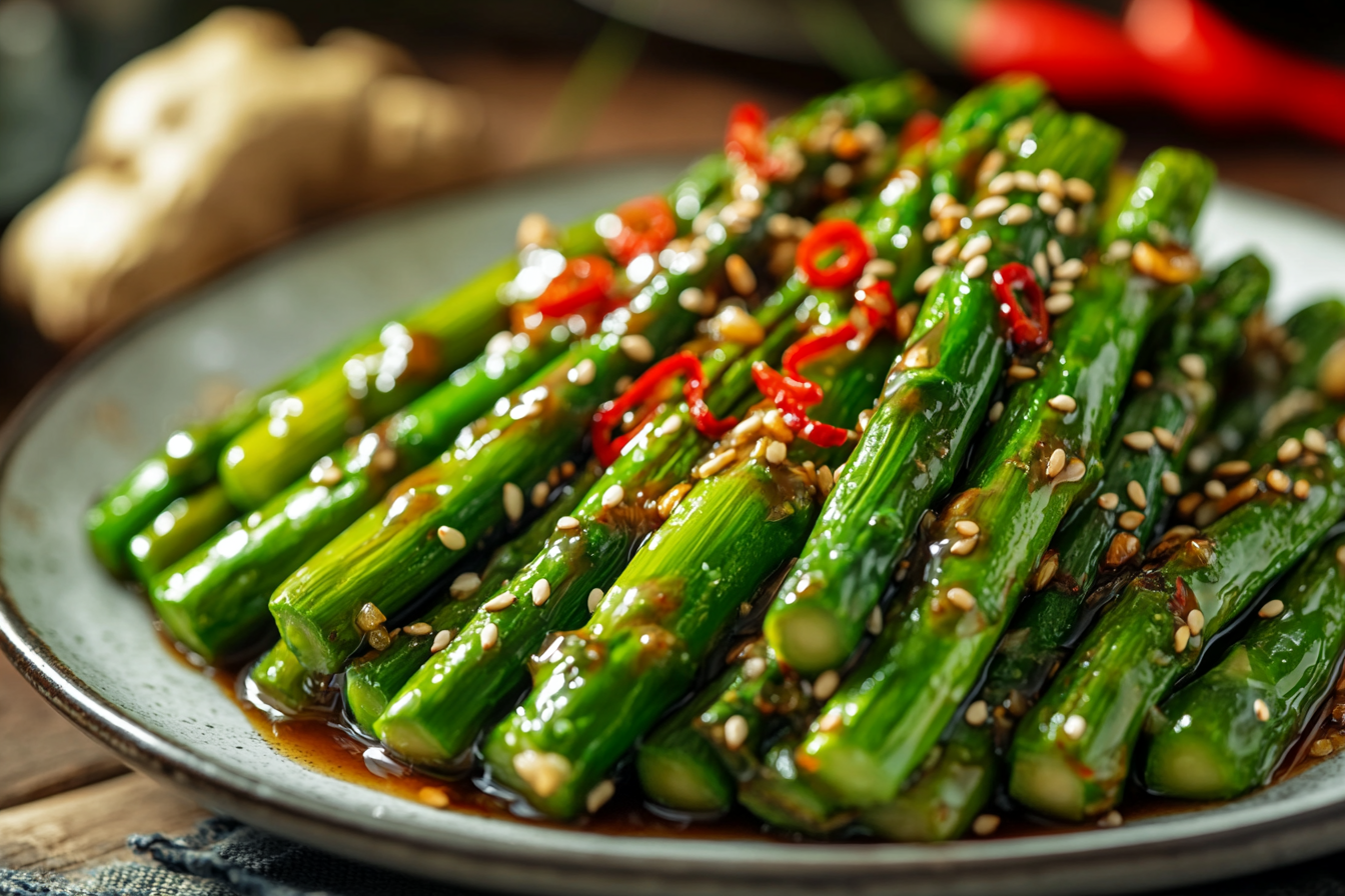 Aspargos com soja e gengibre