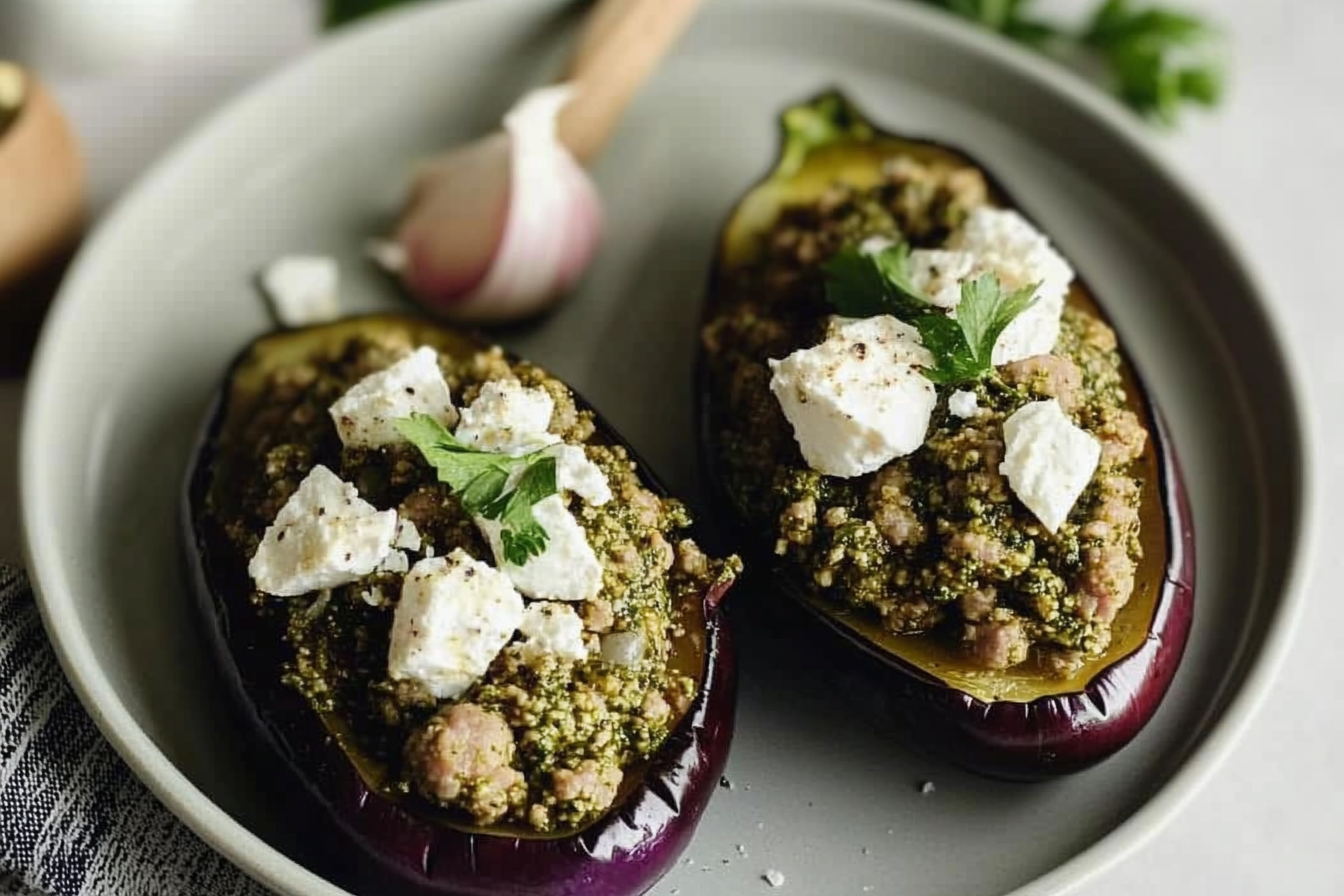 Berinjelas recheadas ao forno