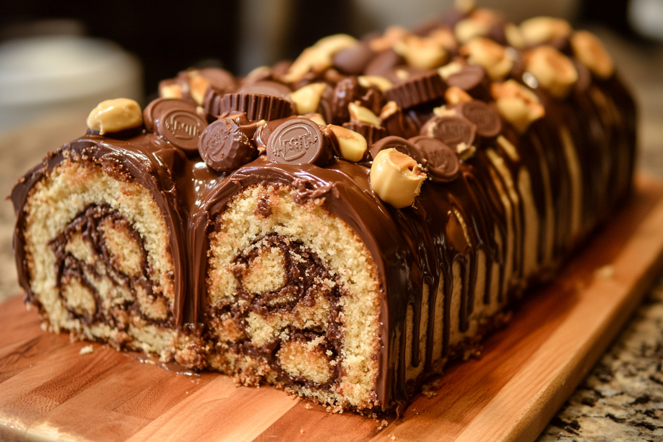 Bolo Roll de Manteiga de Amendoim