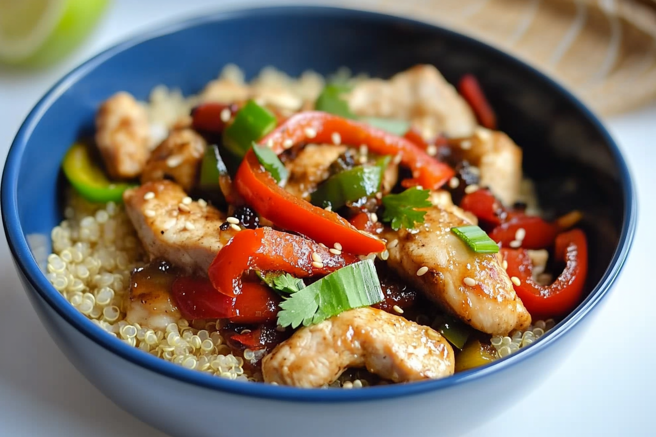 Bowl de quinoa com pollo