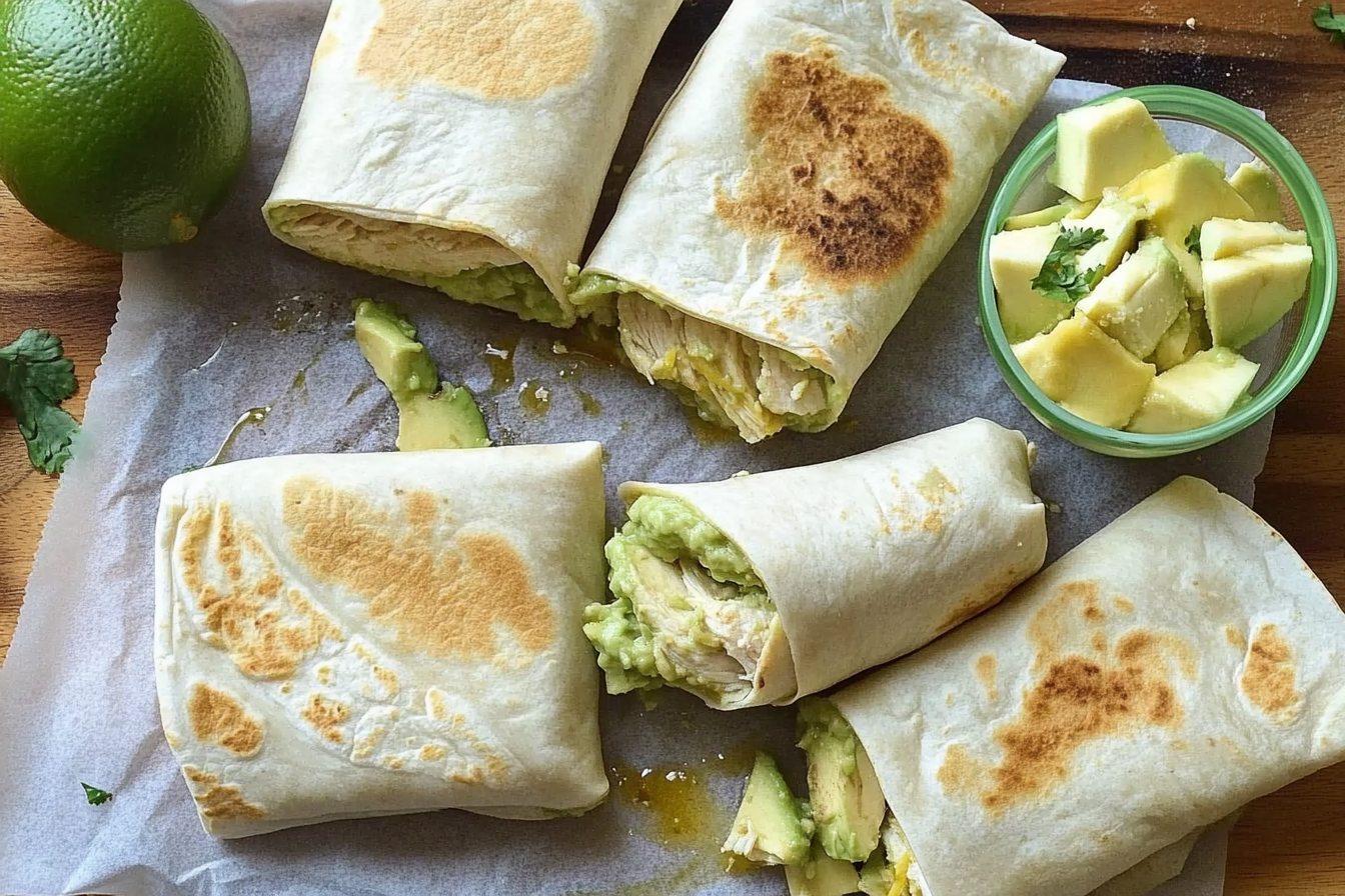 Burritos de pollo e abacate