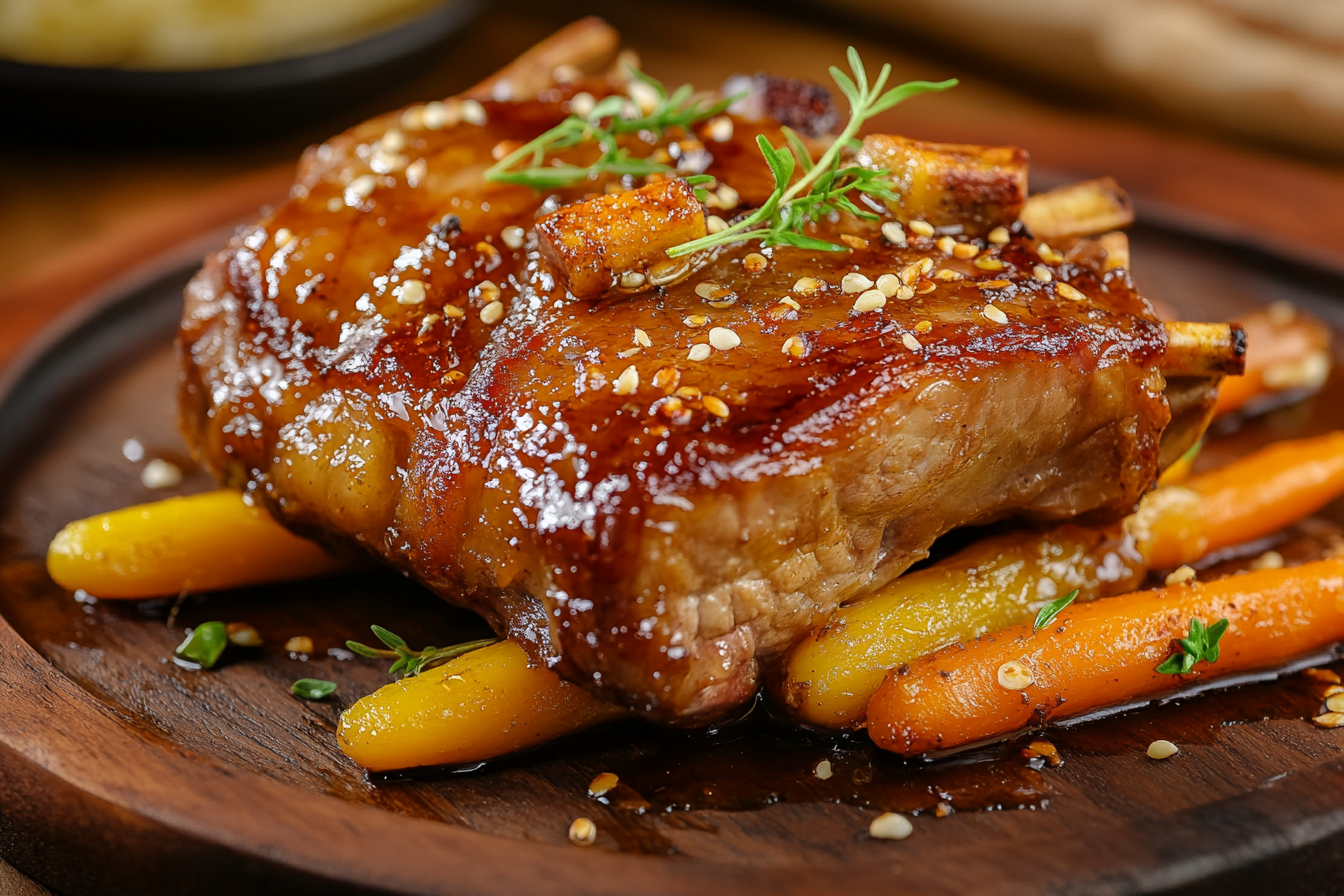Cordeiro Assado com Mel e Cenouras