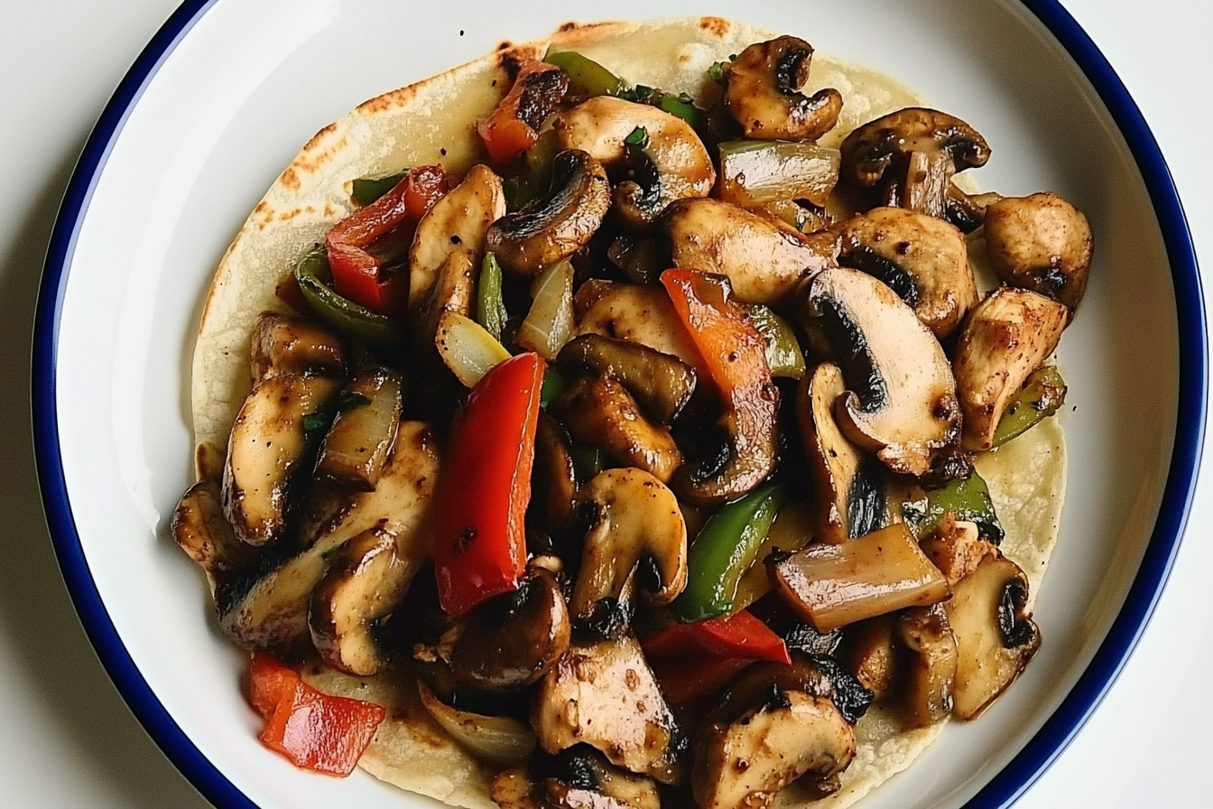 Fajitas de pollo com cogumelos