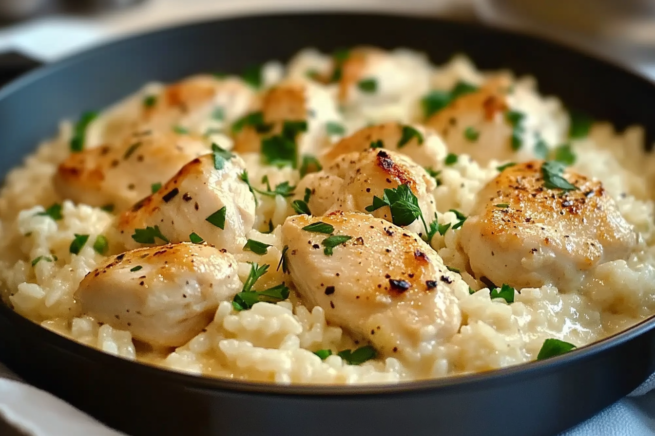 Frango Cremoso com Arroz parmesão