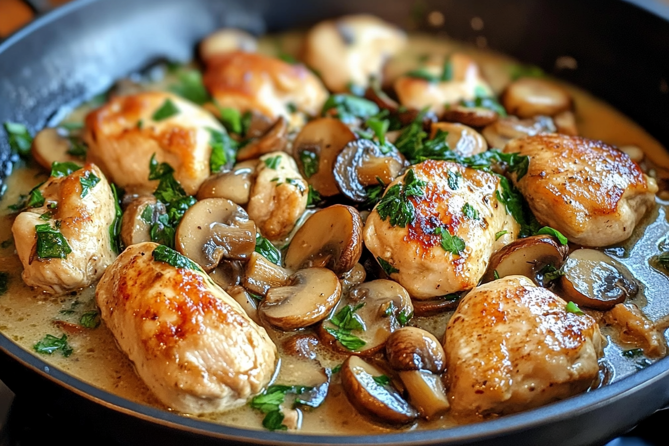 Frango fácil com molho de cogumos