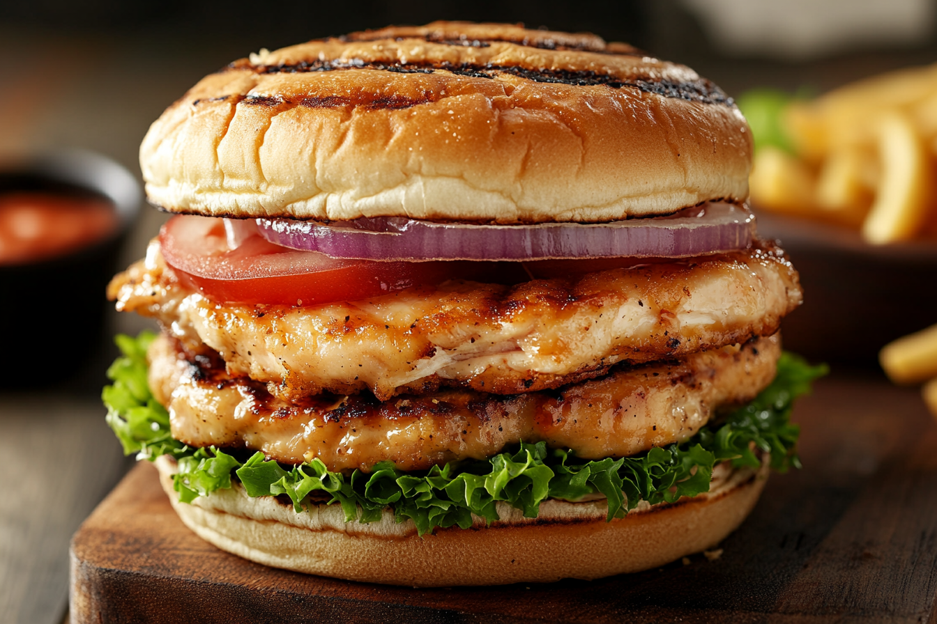 Hamburguer Empilhado de Carne e Frango