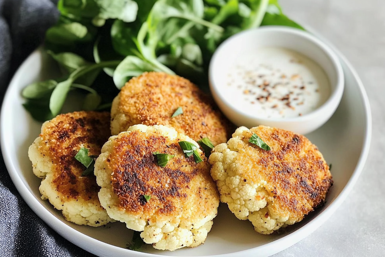 Hamburguesas de coliflor e queijo