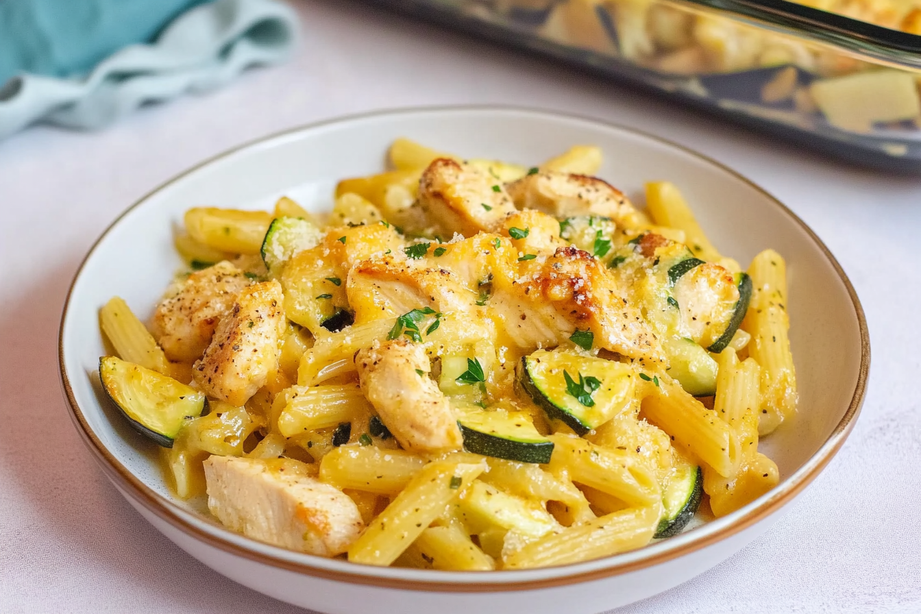 Pasta com Frango e Abobrinha