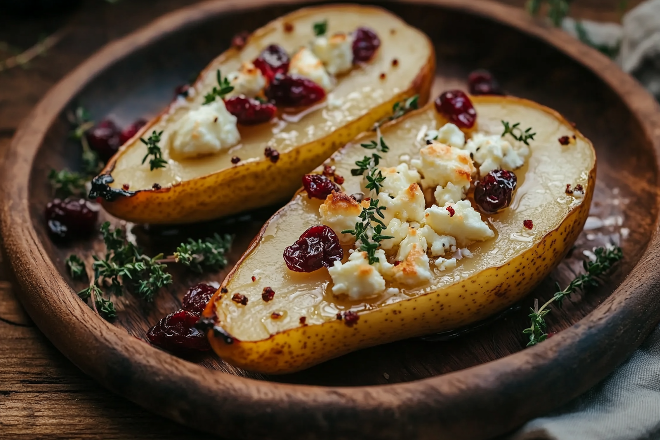 Peras Assadas com Feta e Mel