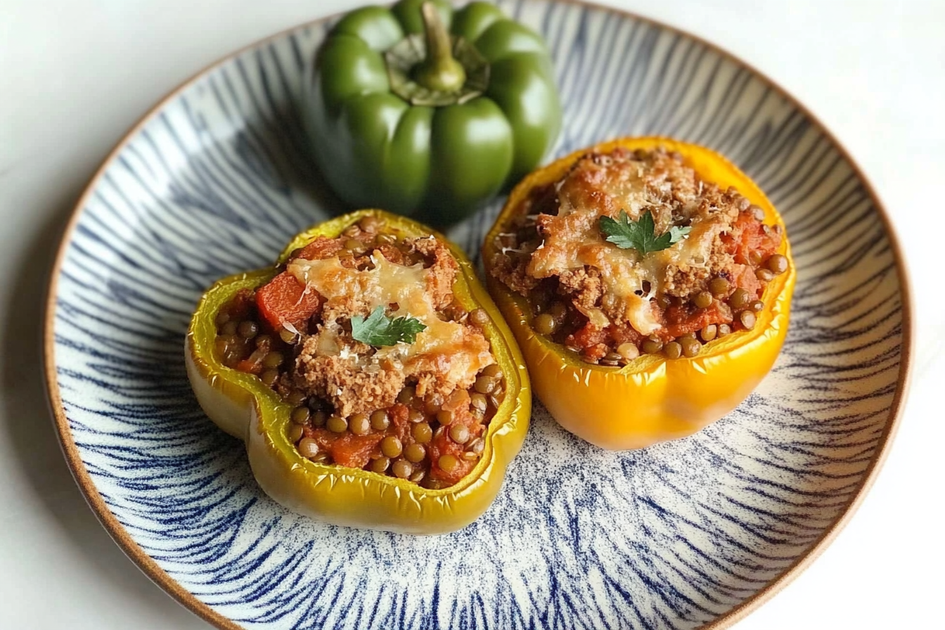 Pimentos recheados com lentilhas