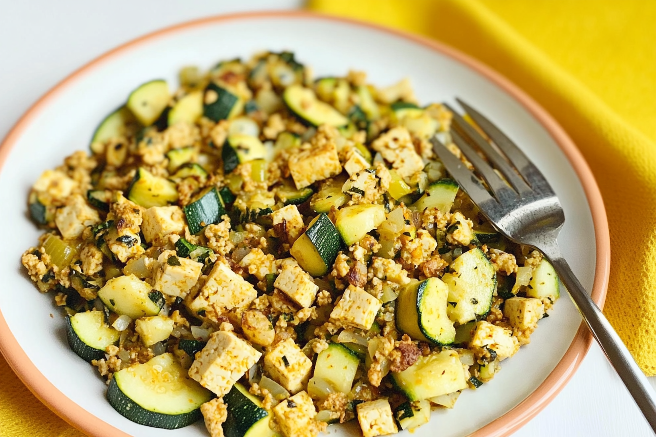 Revuelto de tofu y calabacín