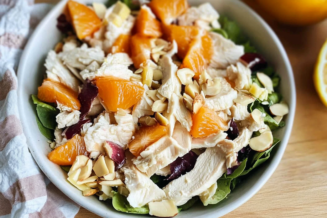 Salada de frango com caqui