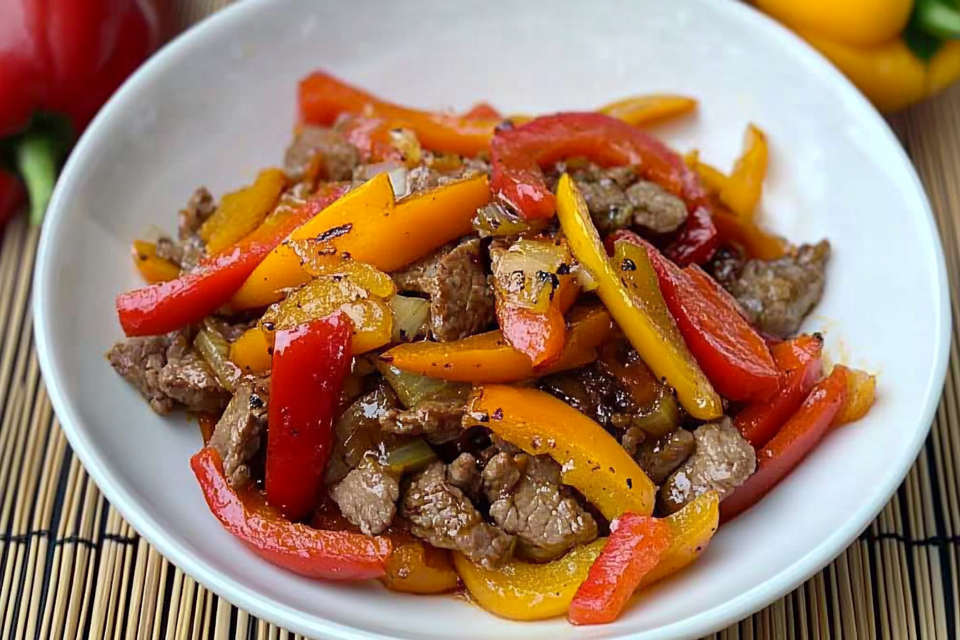 Salteado de carne com pimentos