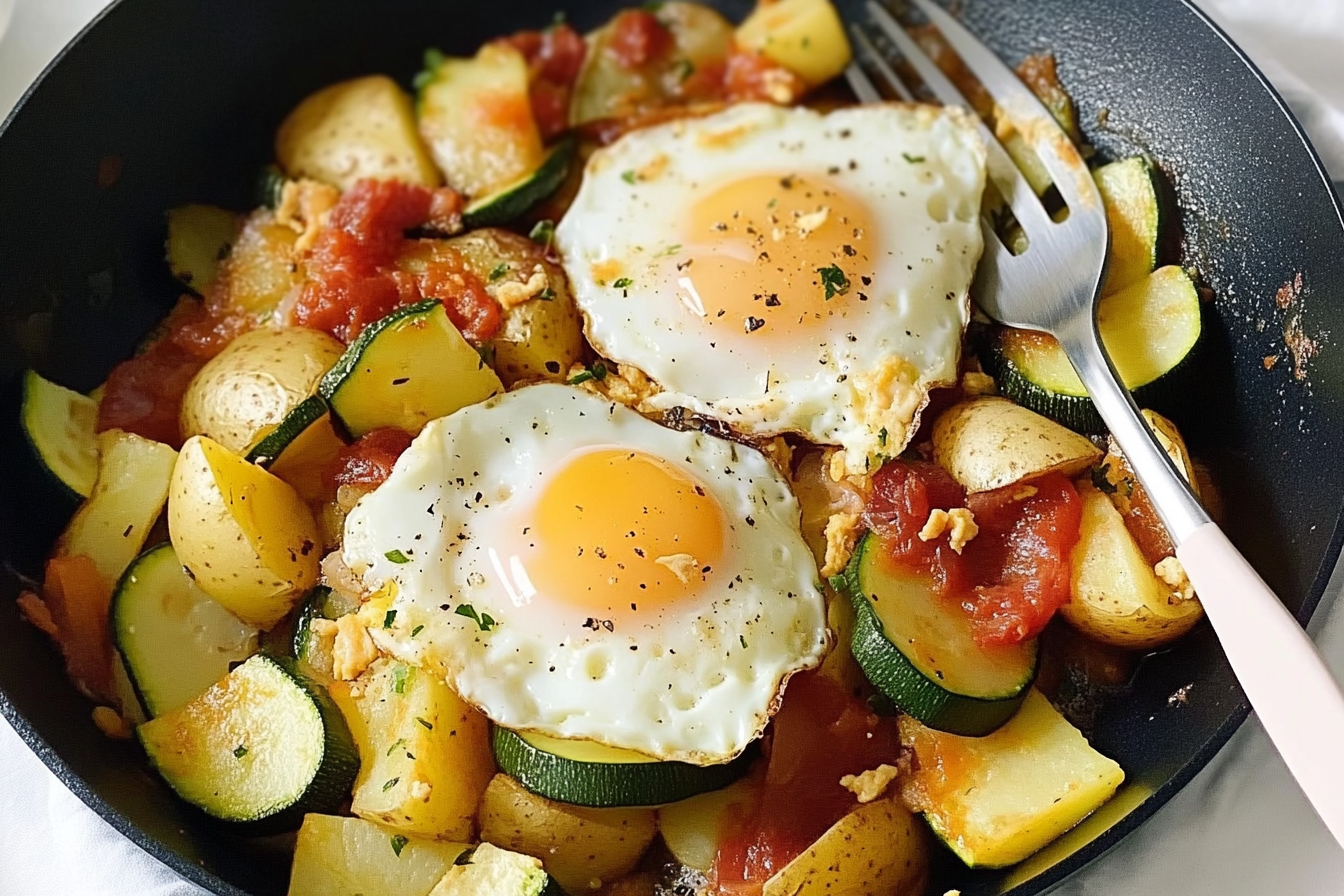 Sartén de huevos con calabacín