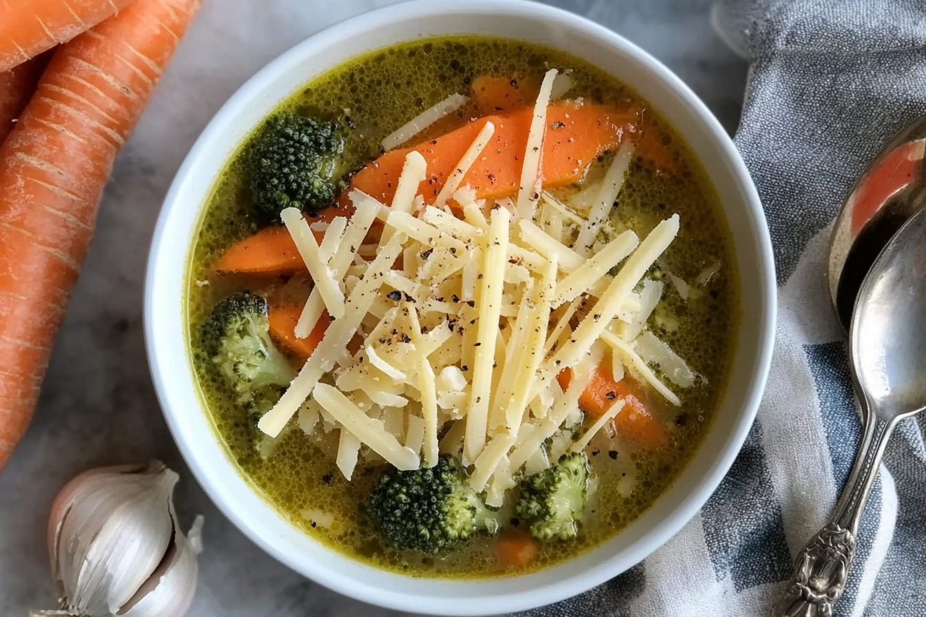 Sopa de cenoura e brócolis