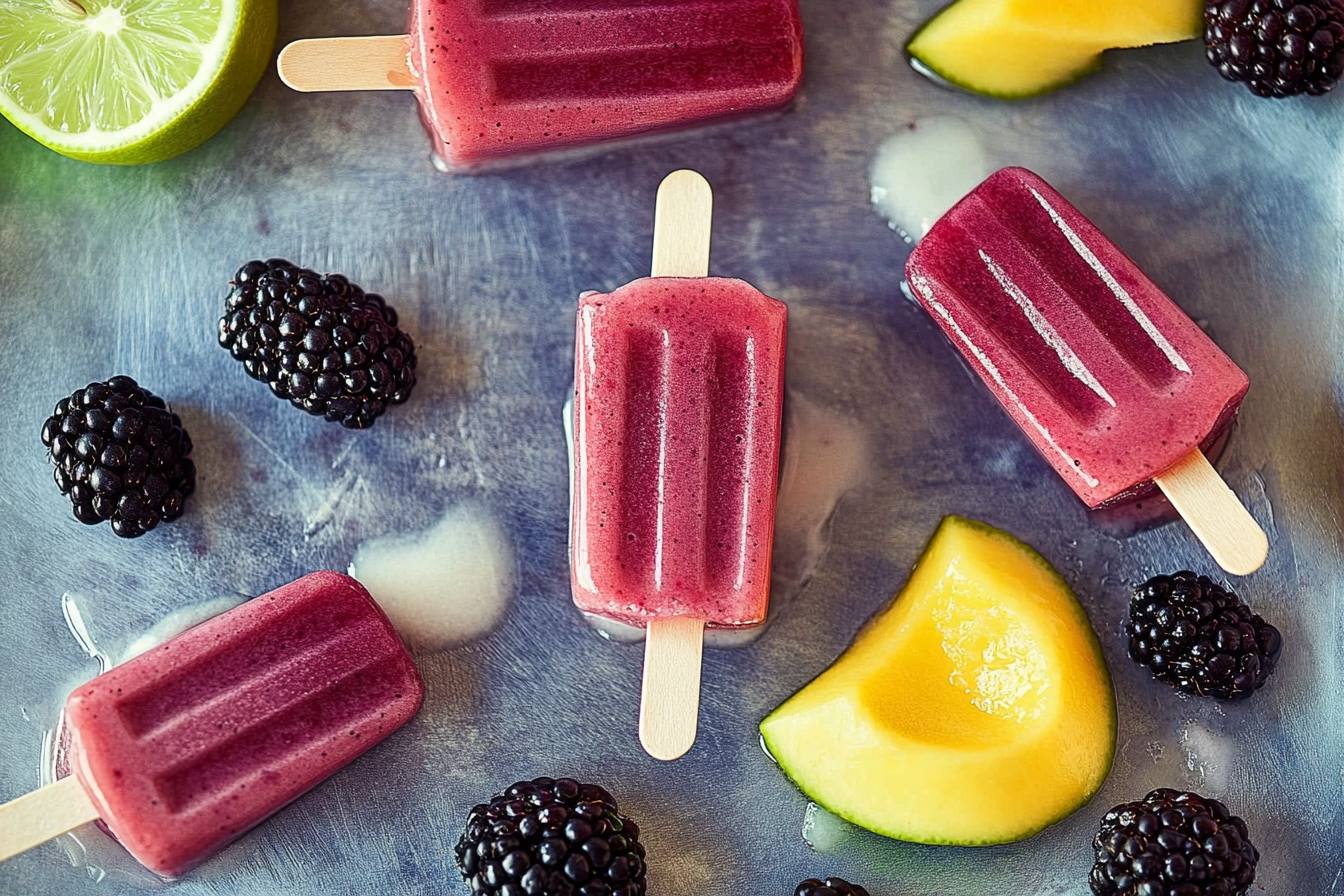 Sorvete de amora, lima e manga