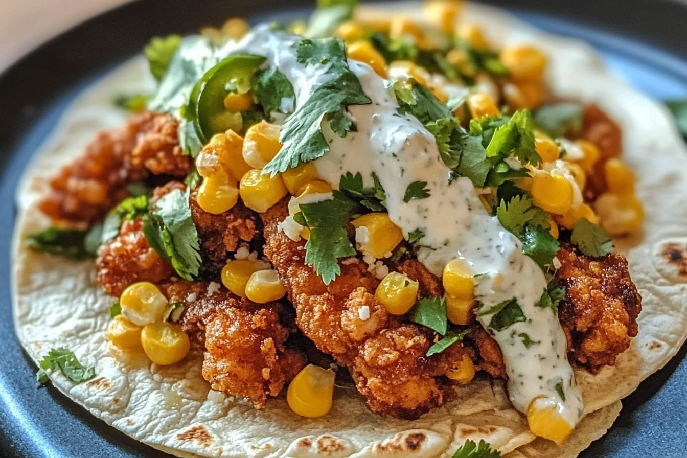 Taco de Frango Frito com Milho