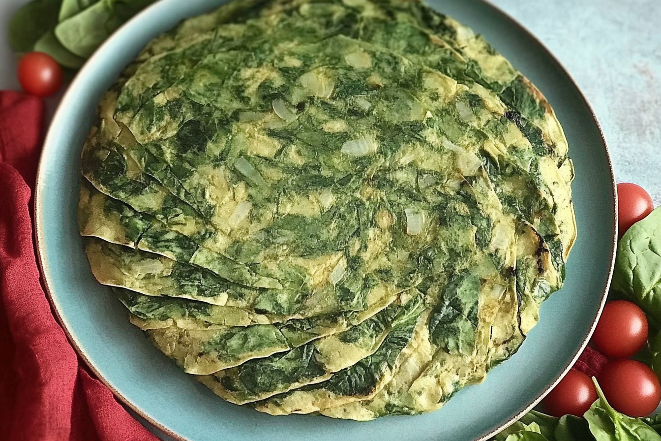 Tortilha de espinafre com queijo