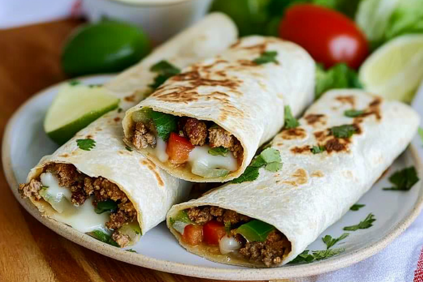 Wraps crocantes de carne e verduras