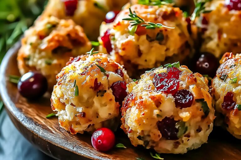 Bolas de recheio de peru com cranberry