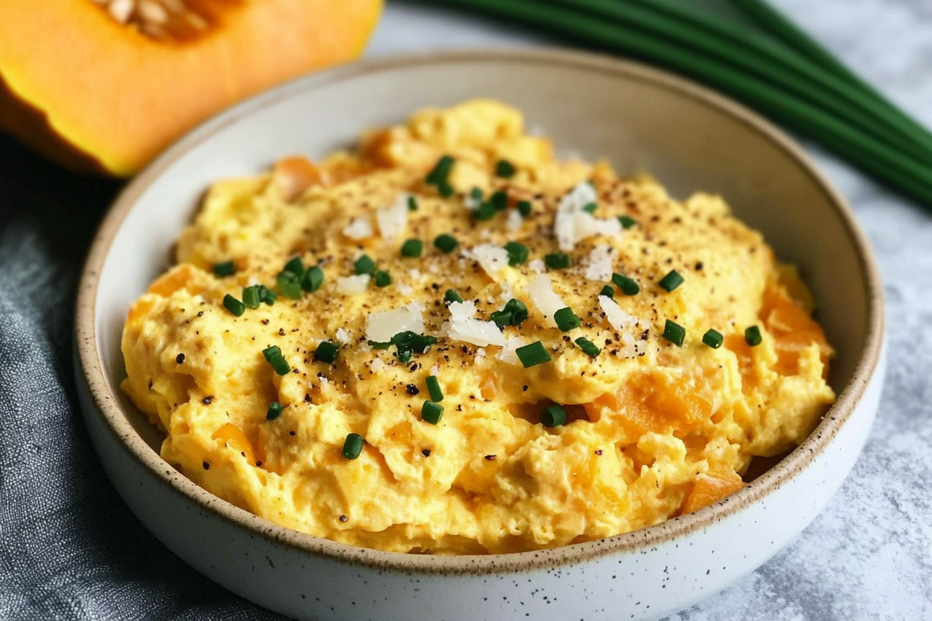 Ovos mexidos cremosos com abóbora
