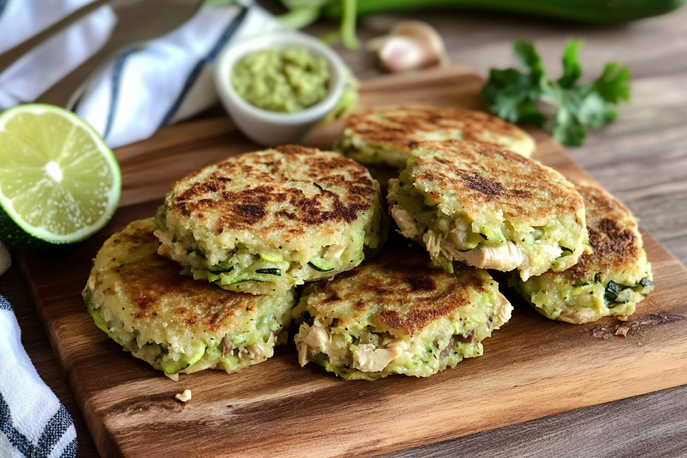 Arepas de abobrinha recheadas com frango