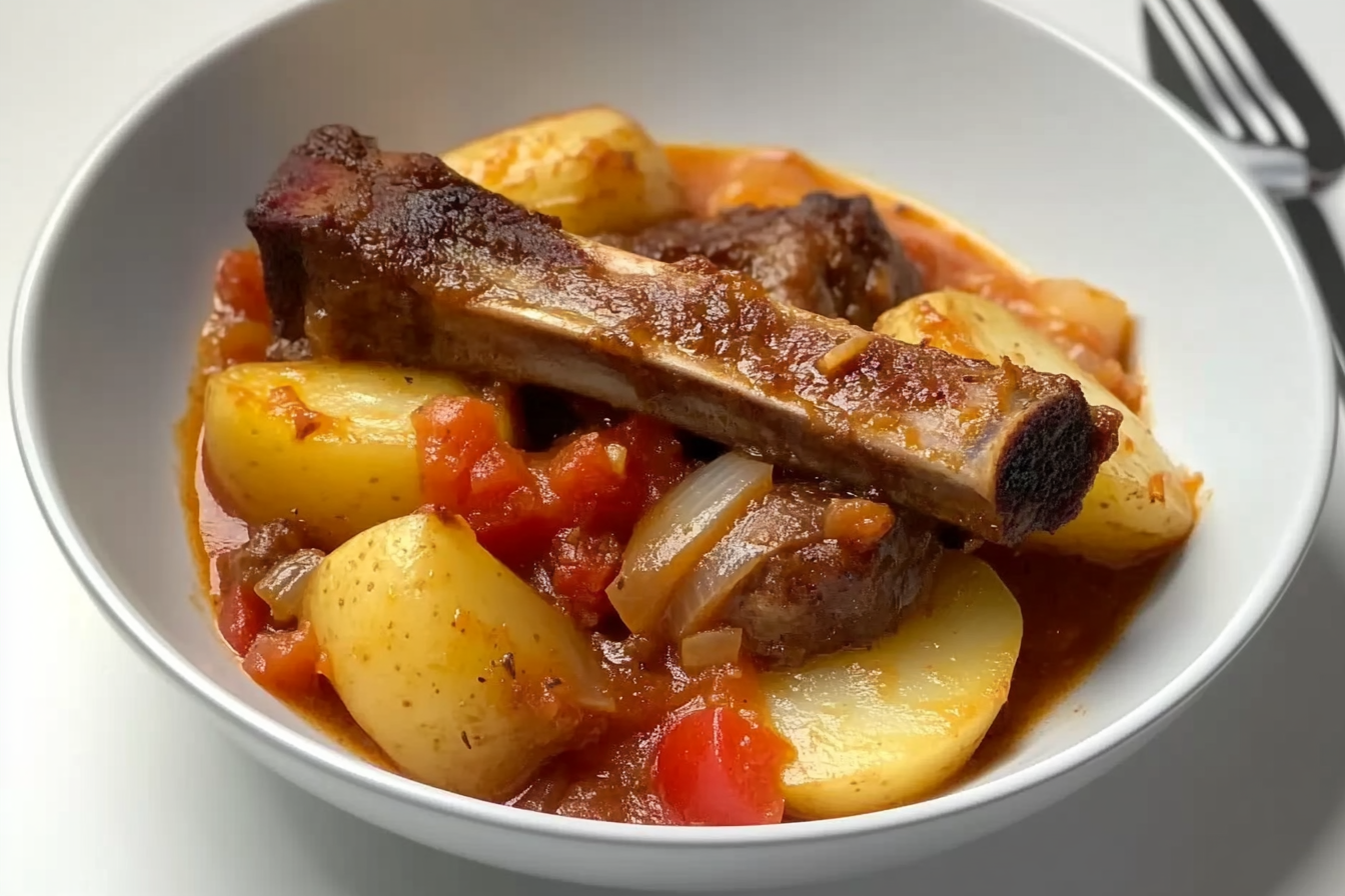 Batatas guisadas com costela