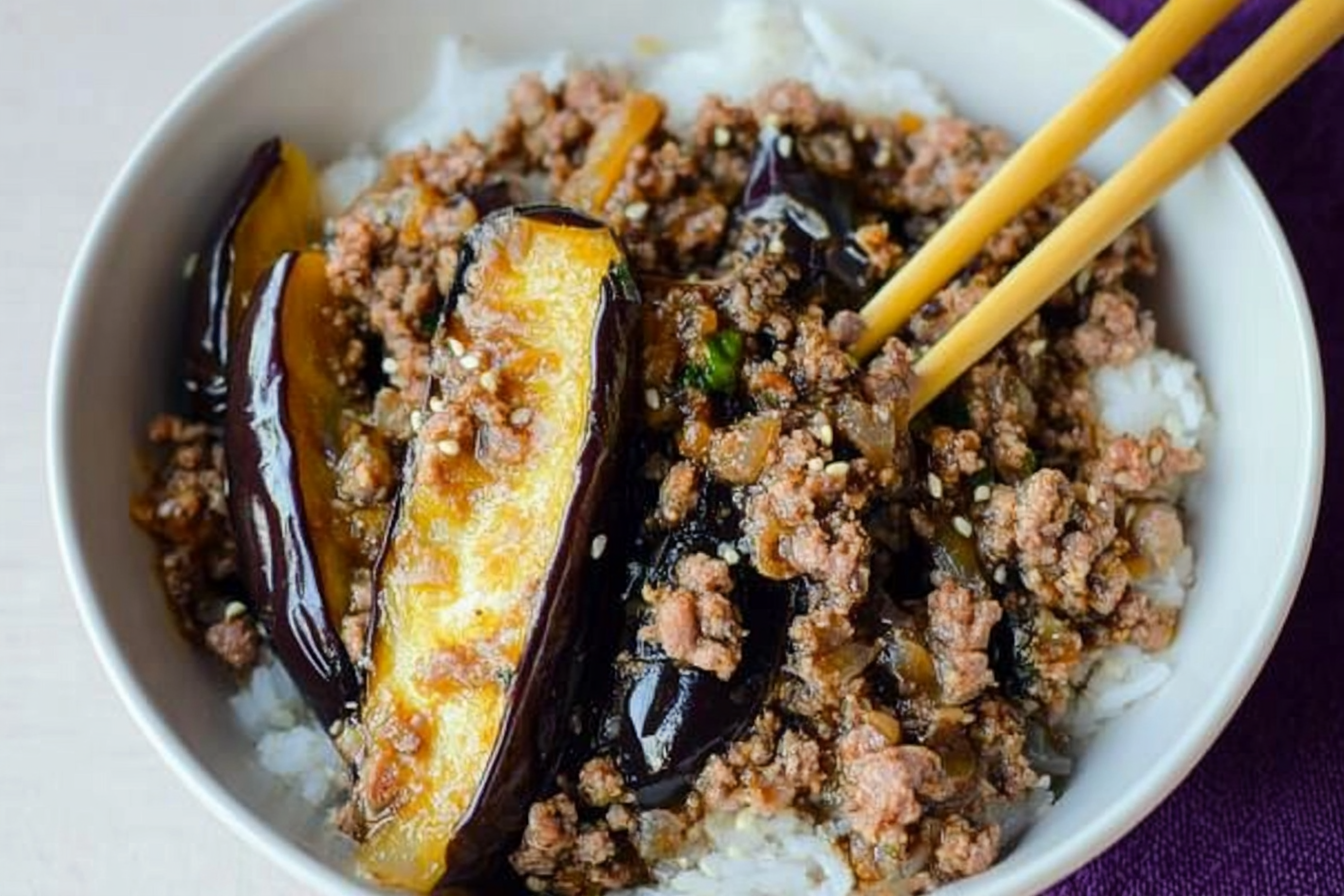 Berenjenas con Carne Asiáticas