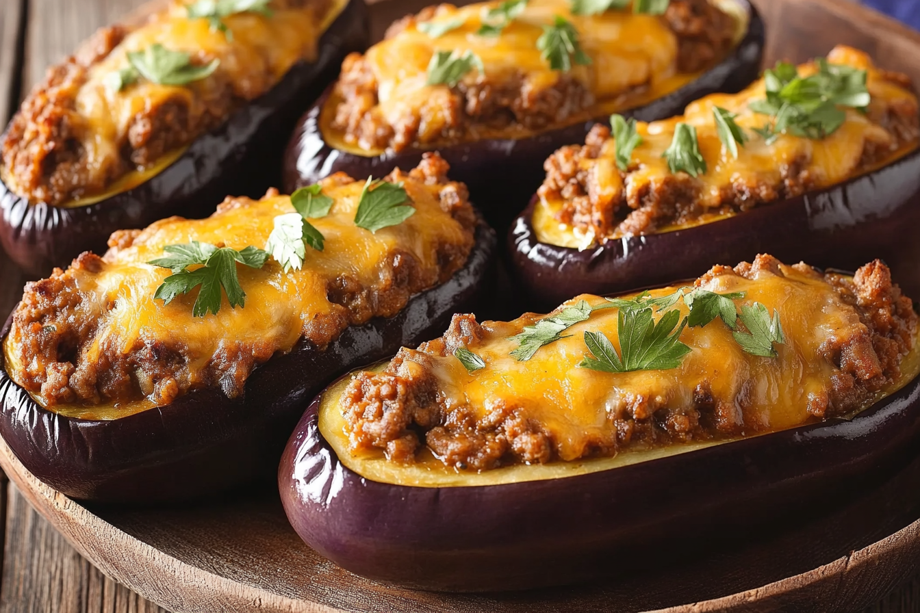 Berinjela Recheada com Carne de Cordeiro