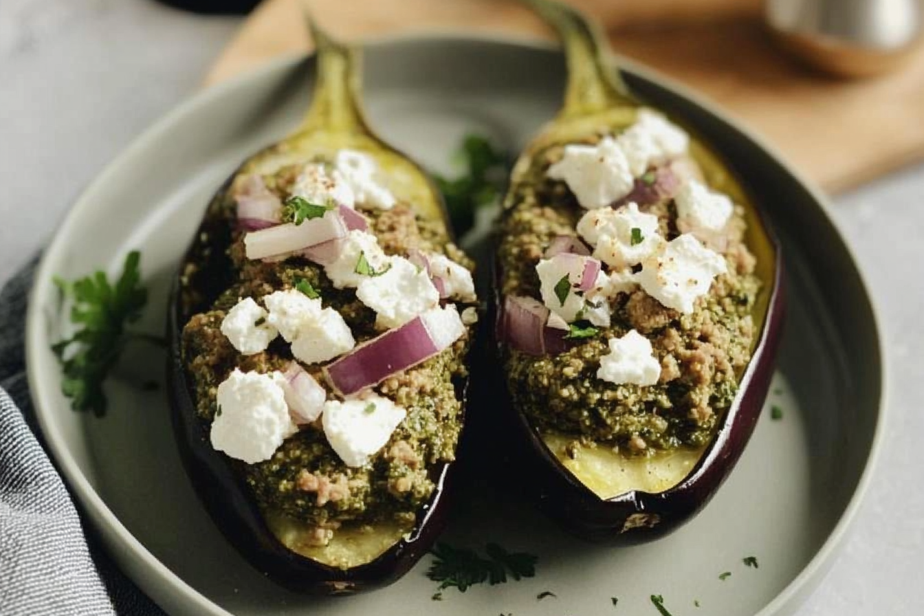 Berinjelas recheadas ao forno